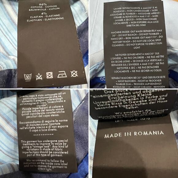 PT Torino Slim Fit Stretch Straight Leg Pants SIZE IT 50 US 32 Light Blue Chino - Picture 6 of 15